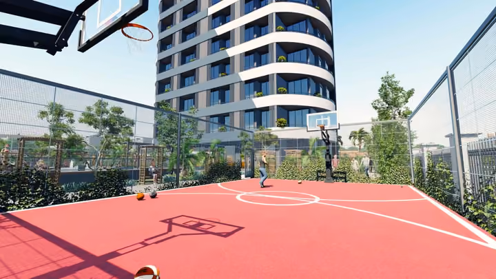 Rendering of the outdoor basketball court