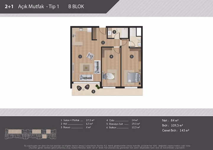 Published example floor plan showing two bedroom open kitchen apartment plan.