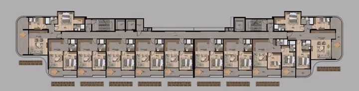 Supplied floor layout of a rectangular residential block, provided as general project context.