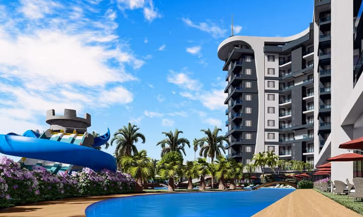 Swimming Pool View Apartments with Private Beach in Alanya, Turkey - Image 2