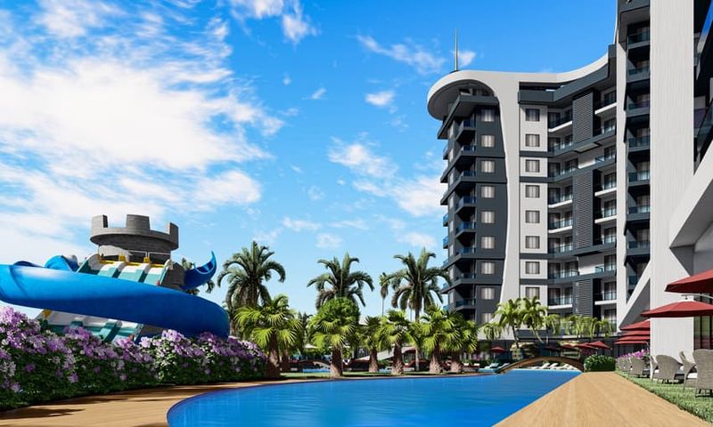 Swimming Pool View Apartments with Private Beach in Alanya, Turkey