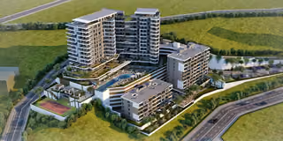 Site overview architectural rendering in Narlidere, Izmir