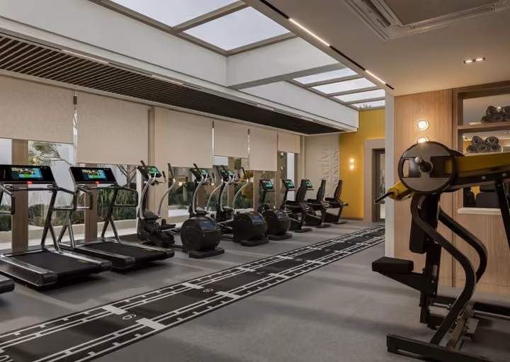 Architectural visualisation of the shared fitness room.