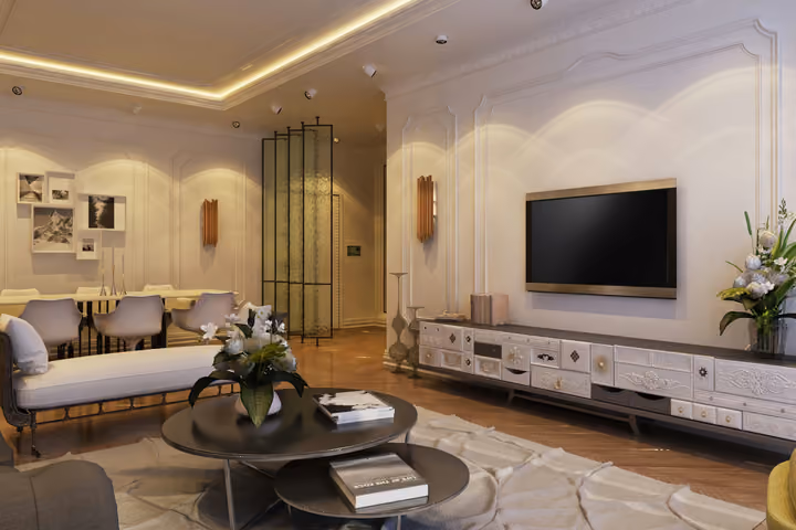 Living room architectural rendering in Konak, Izmir