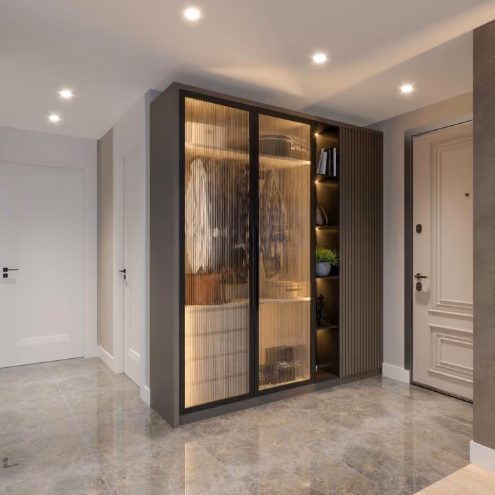 Representative interior rendering of hallway storage