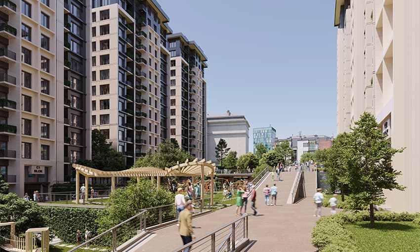 Affordable Compact Apartments with Spacious Green Areas in Gunesli Basin Ekspres, Istanbul