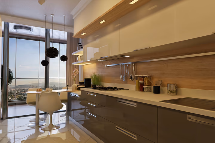 Kitchen architectural rendering in Konak, Izmir