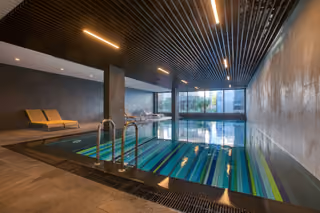 Indoor swimming pool and relaxation loungers in Boyalik, Cesme.
