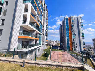 Walkway between residential towers.