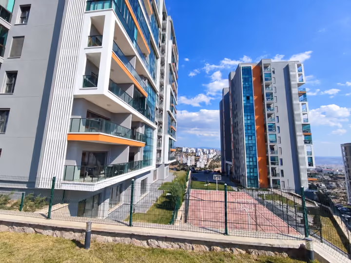 Walkway between residential towers.
