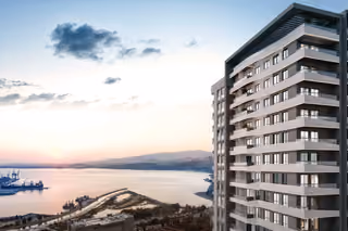 Bay view exterior architectural rendering in Cinarli, Izmir