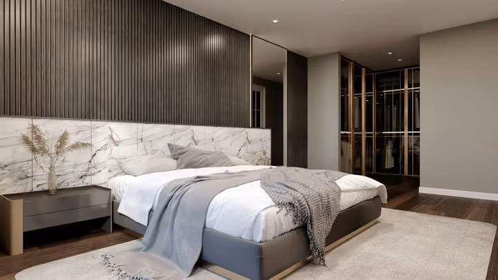 Bedroom architectural rendering in Narlidere, Izmir