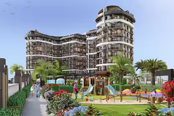 شقق واسعة على شاطئ البحر مع حدائق خاصة في ألانيا، تركيا