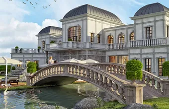عمارت‌های بزرگ با چشم‌انداز جنگل‌های طبیعی در چکمه کوی، استانبول