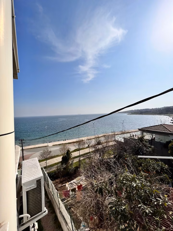 Coastal outlook in the furnished seafront mansion in Buyukcekmece.