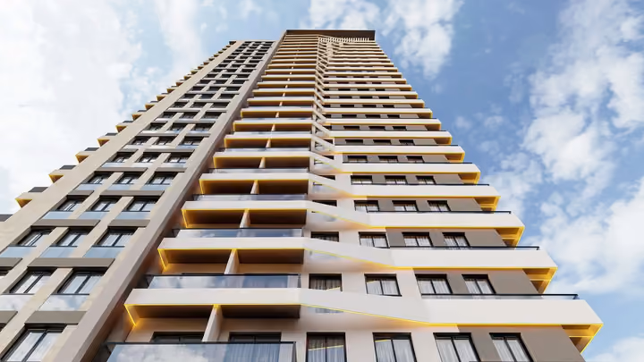 Balcony facade architectural rendering in Cinarli, Izmir