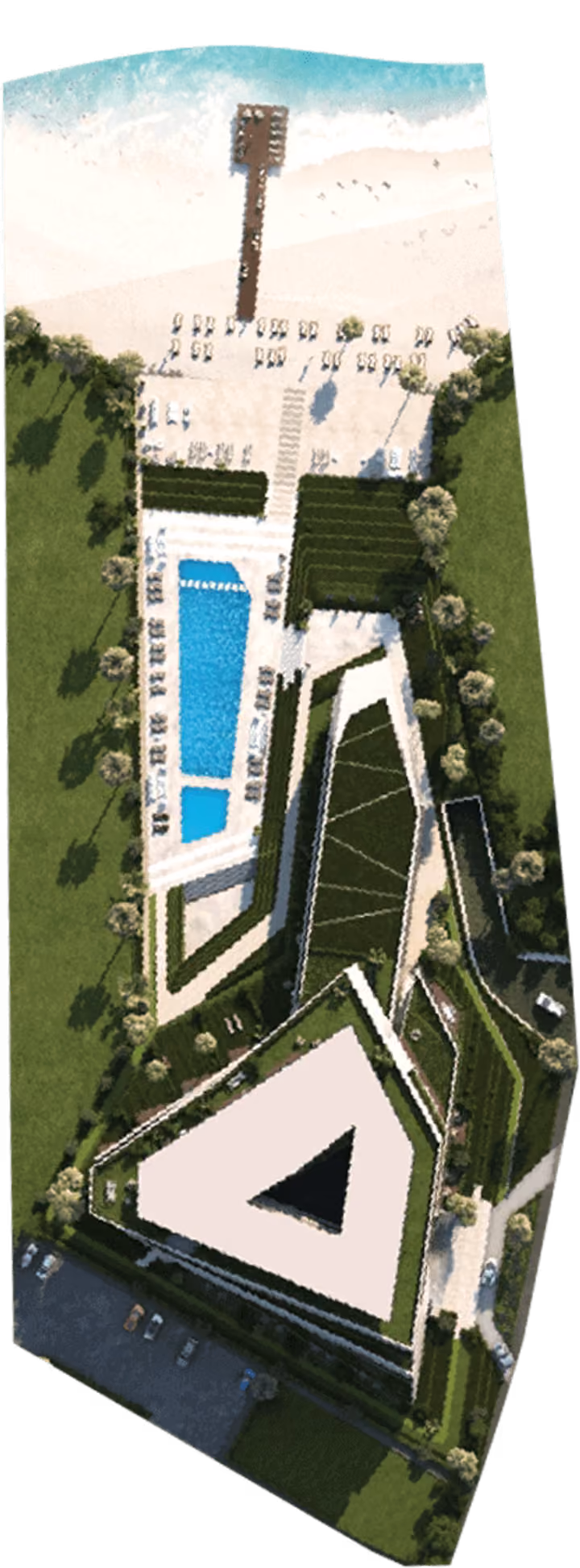 Site layout beside the coast.