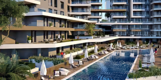 Outdoor pool architectural rendering in Narlidere, Izmir