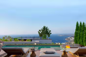 Виллы на берегу моря с выходом на частный пляж в Бодруме, Турция