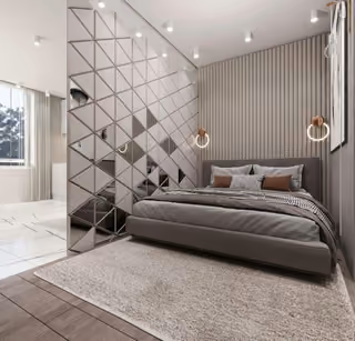 Interior visualisation of a bedroom.
