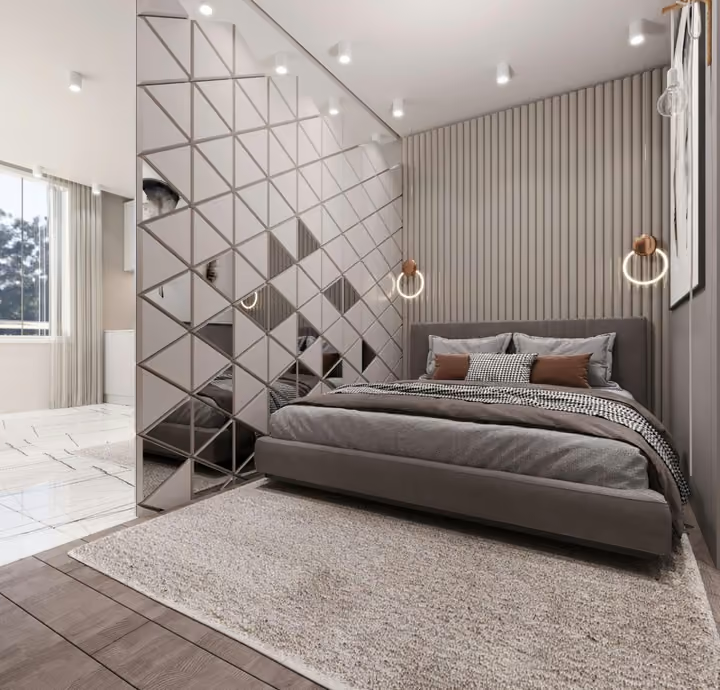 Interior visualisation of a bedroom.