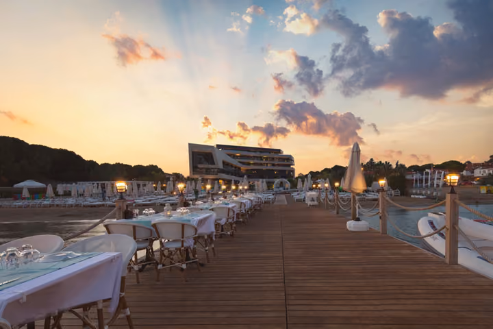 Dining terrace beside the sea.
