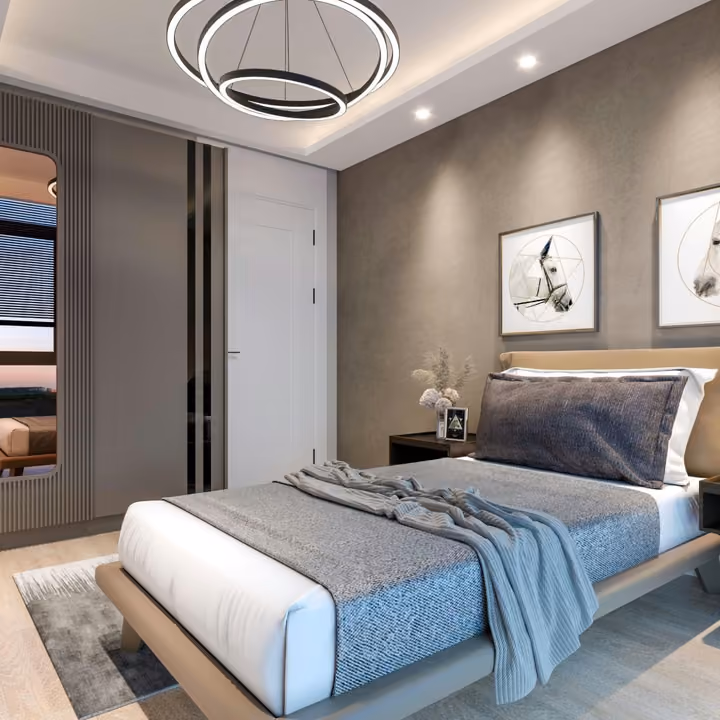 Representative double-bedroom rendering