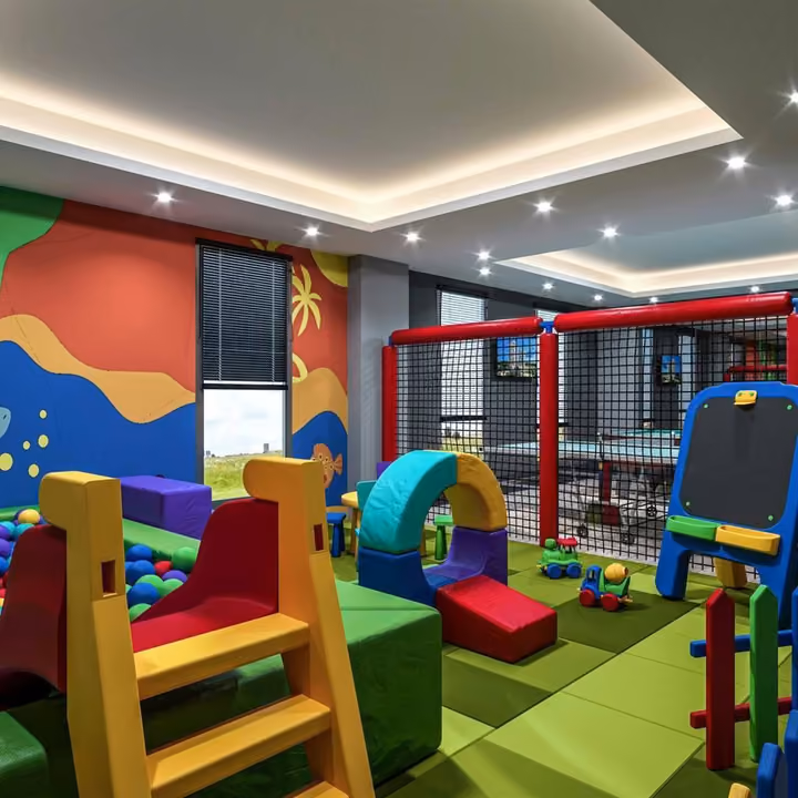 Rendering of the indoor playroom and soft-play structure