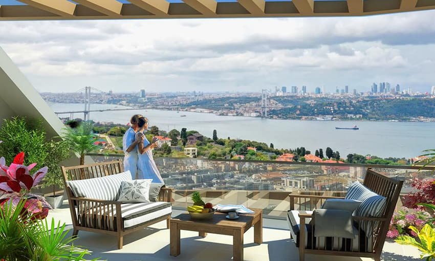 آپارتمان با چشم انداز بسفر در چنگل کوی، استانبول