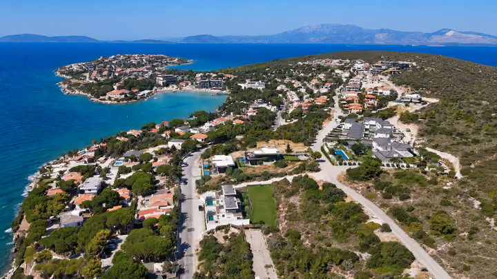 Aerial Peninsula Neighbourhood at the detached villa in Ardıç, Çeşme.
