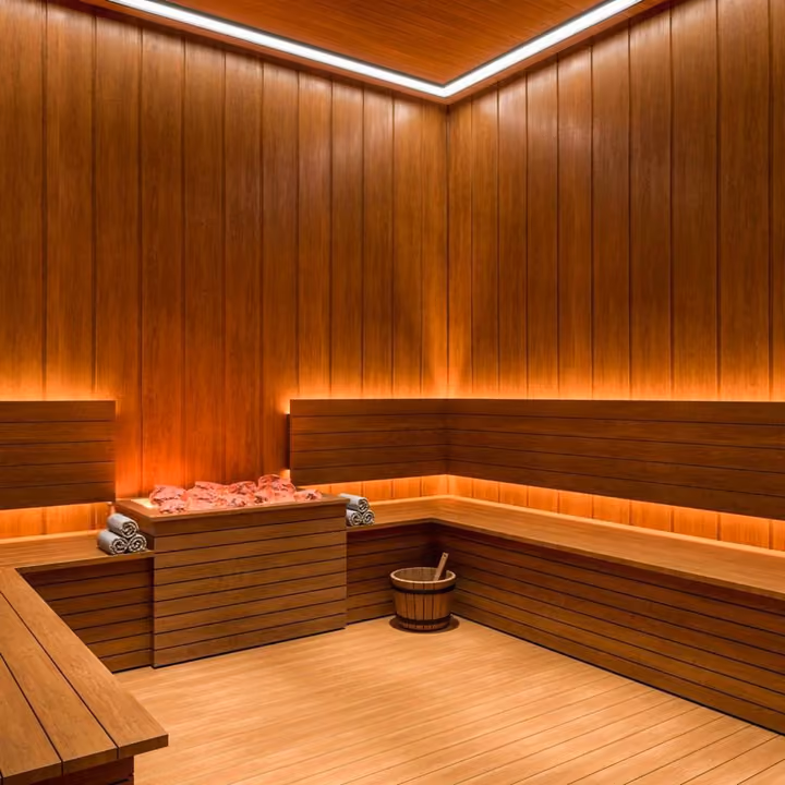 Rendering of the shared sauna interior