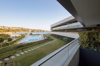 Garden terrace overlooking the coast.