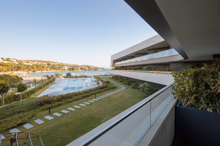 Garden terrace overlooking the coast.