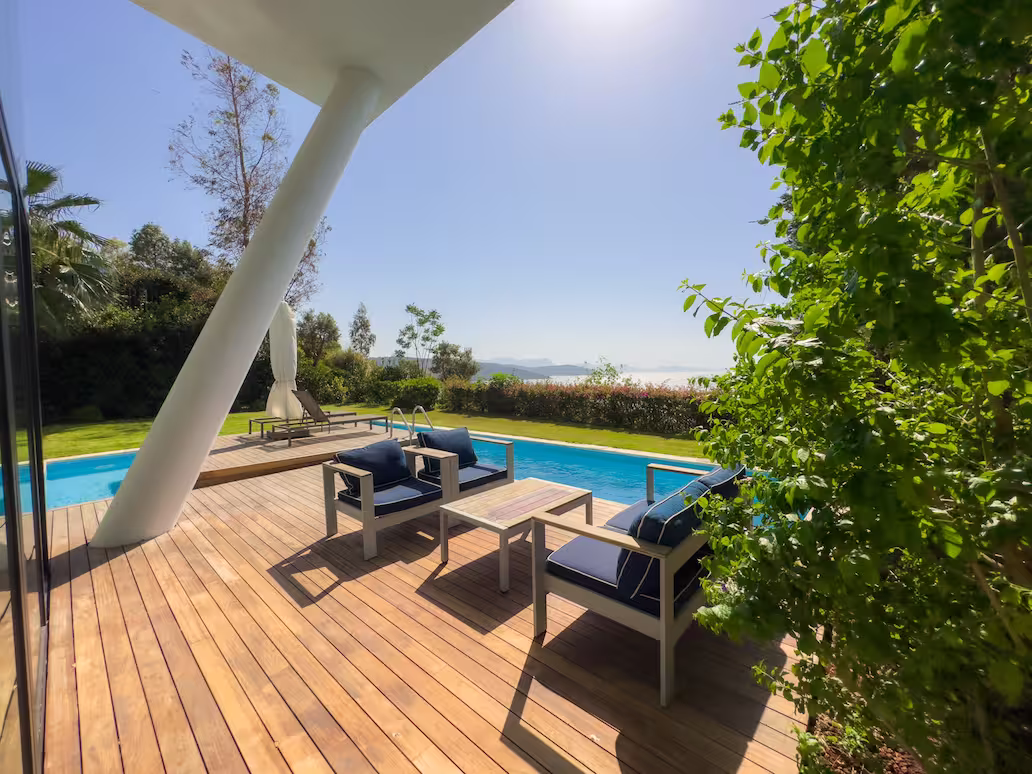 Private Pool 4+1 Sea View Villa with Resort-Style Living in Bodrum
