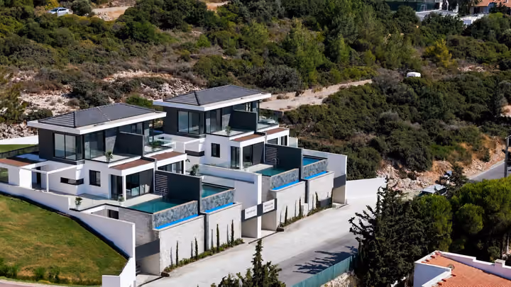 Aerial Villas Street View at the detached villa in Ardıç, Çeşme.
