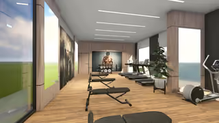Interior visualisation of the fitness room.