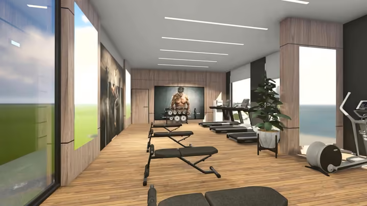 Interior visualisation of the fitness room.