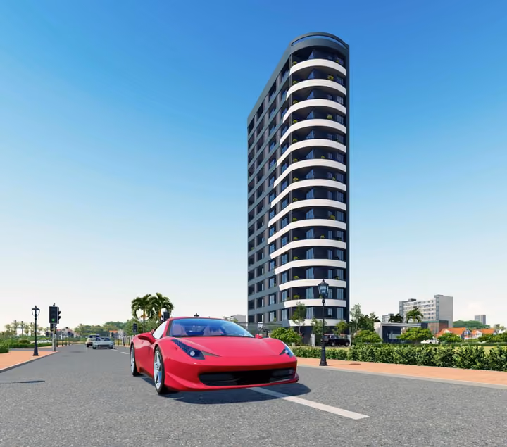 Rendering of the tower from the roadway