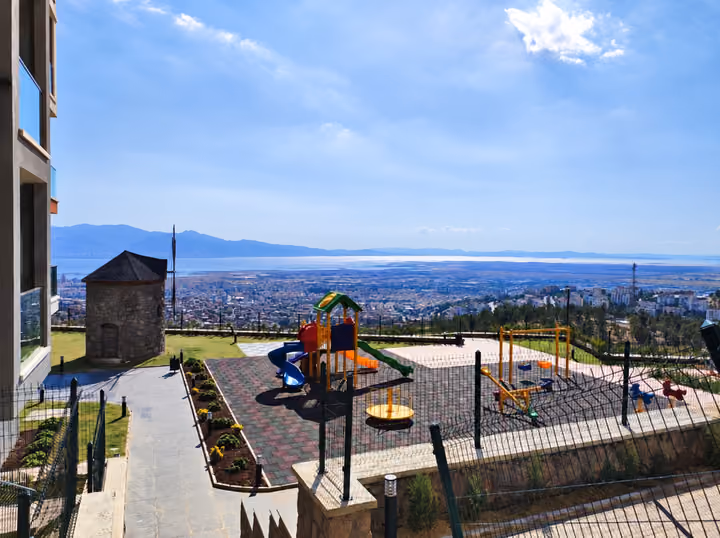 Children playground overlooking the bay.