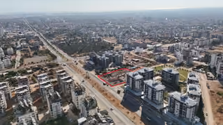 Aerial photograph of the surrounding urban neighbourhood.