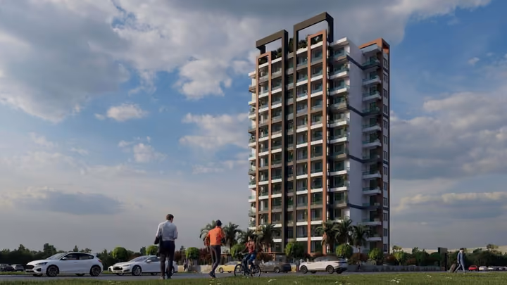 Architectural visualisation of a residential tower in Tece.
