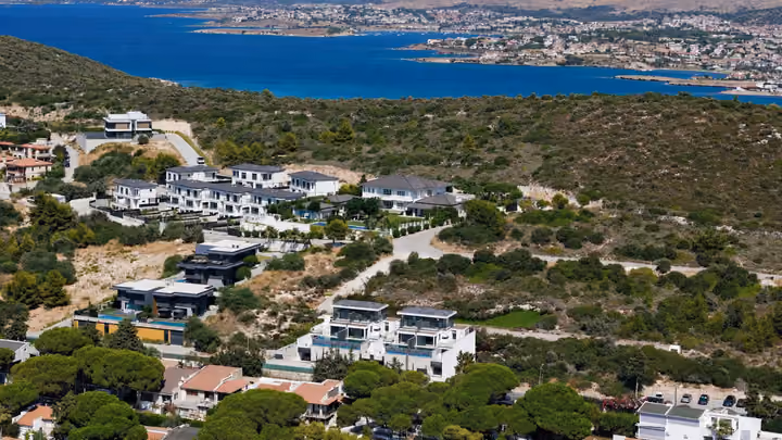 Aerial Bay And Neighbourhood at the detached villa in Ardıç, Çeşme.